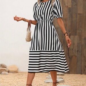 Black and White Striped Dress